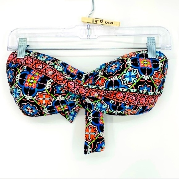 La Blanca Kaleidoscope Geometric Mandala Print Bandeau Bikini Top - Picture 5 of 5